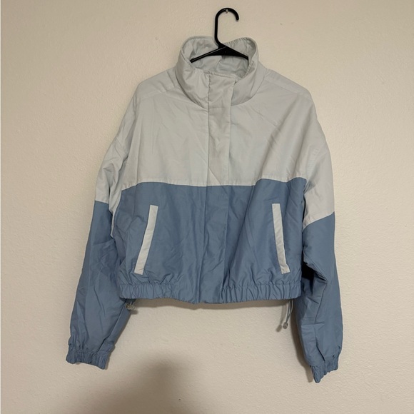 PacSun Two-Tone Sky Blue Cropped Bomber Jacket - Picture 2 of 6